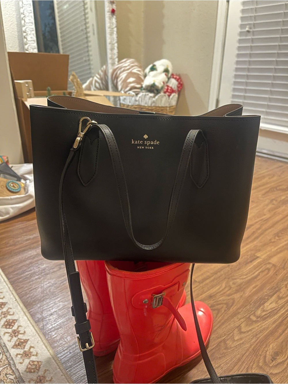 Kate Spade Black Leather Medium Tote